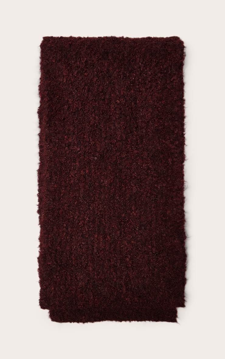 Burgundy Two Tone Bobble Knit Scarf image 2