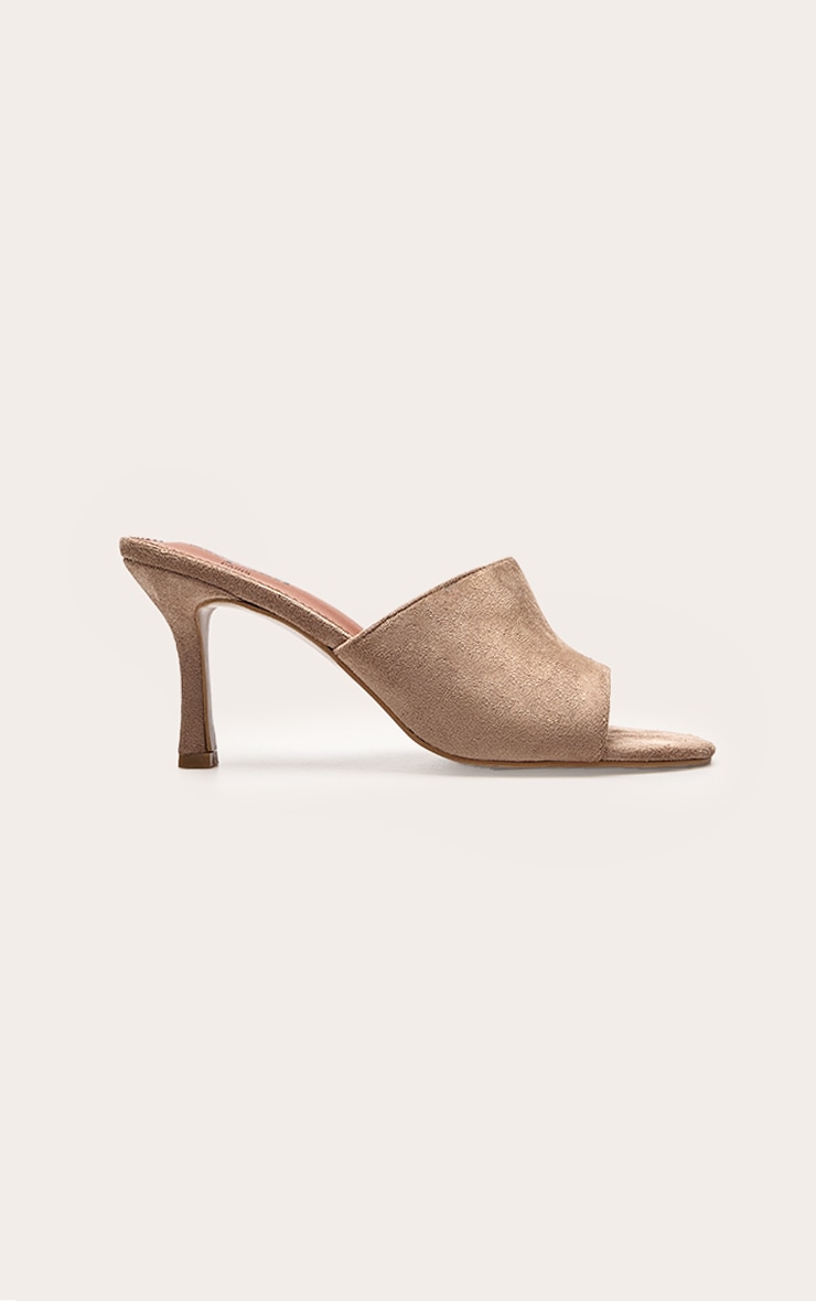 Nude Faux Suede Round Toe Heeled Mules image 2