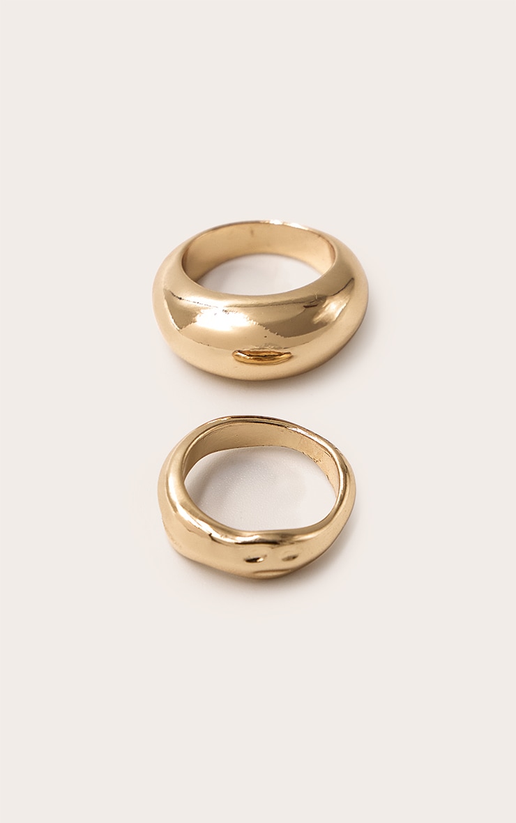 Gold Smooth Chunky Multipack Rings image 3