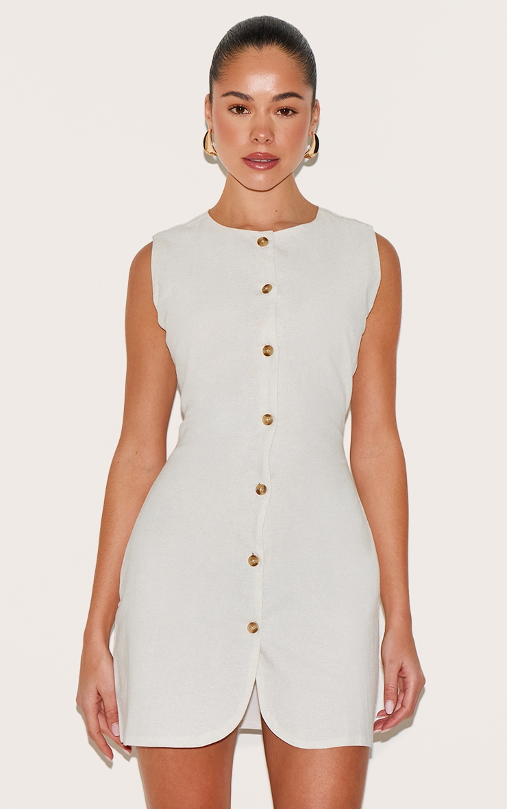 Robe moulante blanche boutonnée image 1