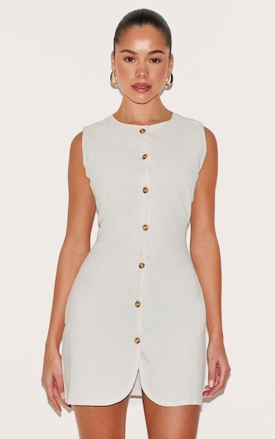 White Button Down Bodycon Dress