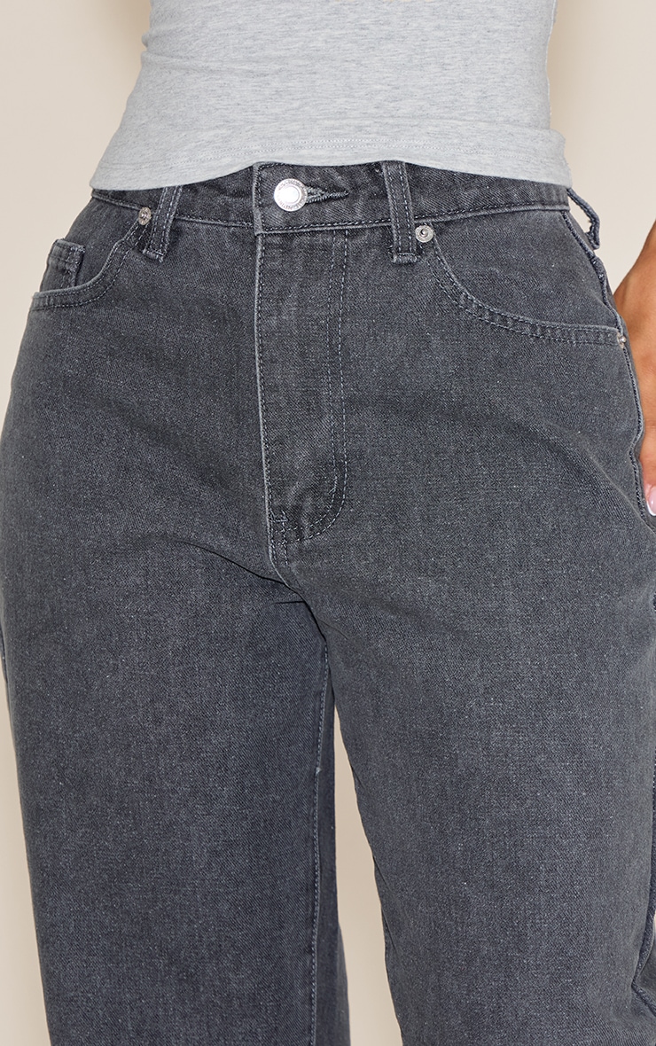 Petite Grey High Waist Mom Jeans image 4