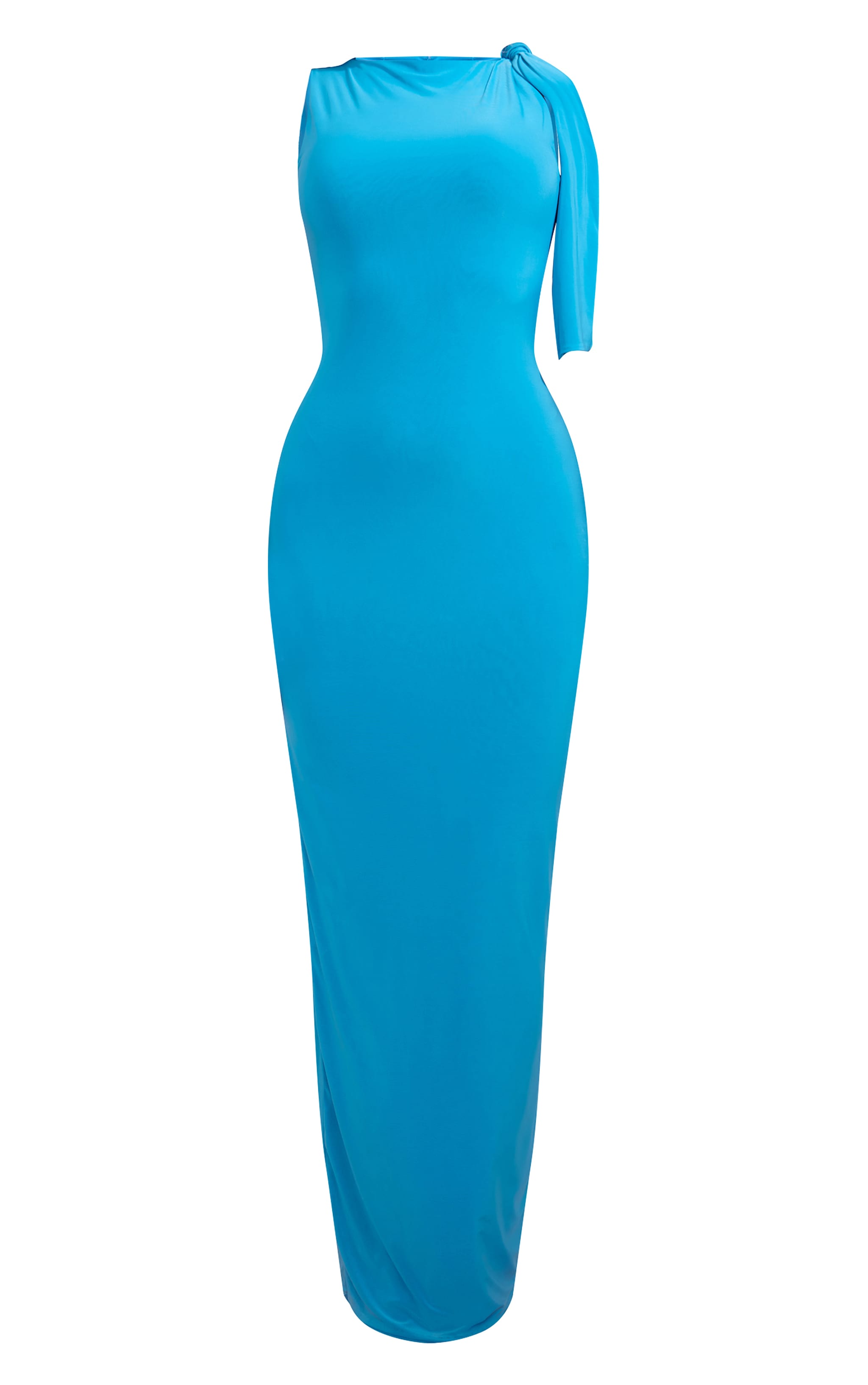 Bright Blue Slinky Knot Drape Midaxi Dress image 5