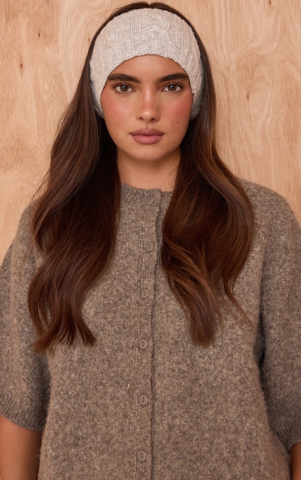 Grey Cable Knit Headband