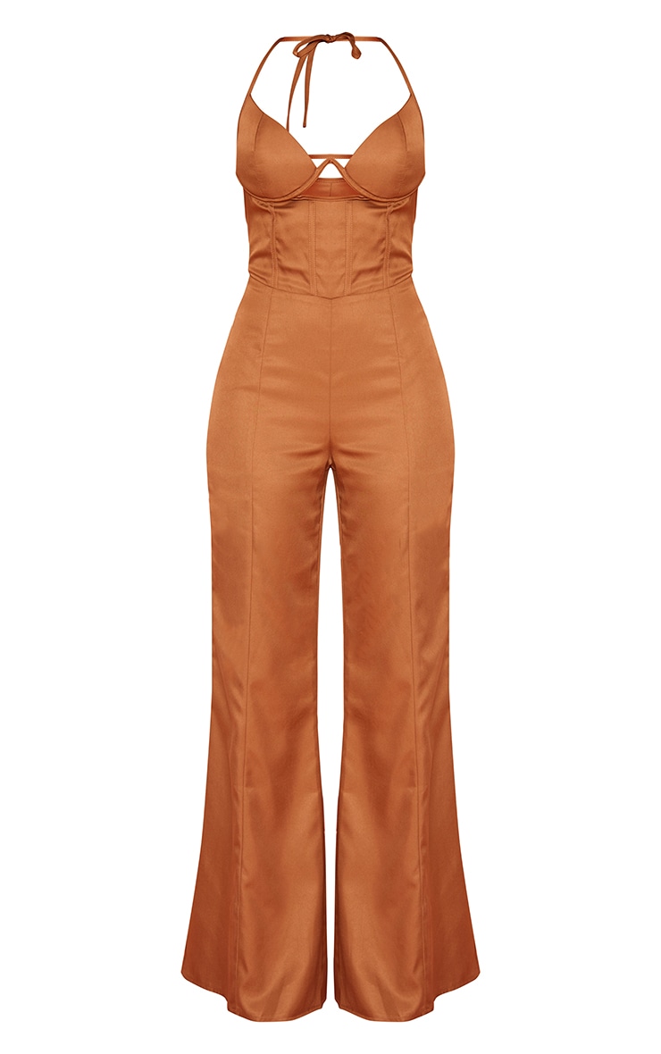 Brown Underwire Cup Halterneck Jumpsuit PrettyLittleThing USA