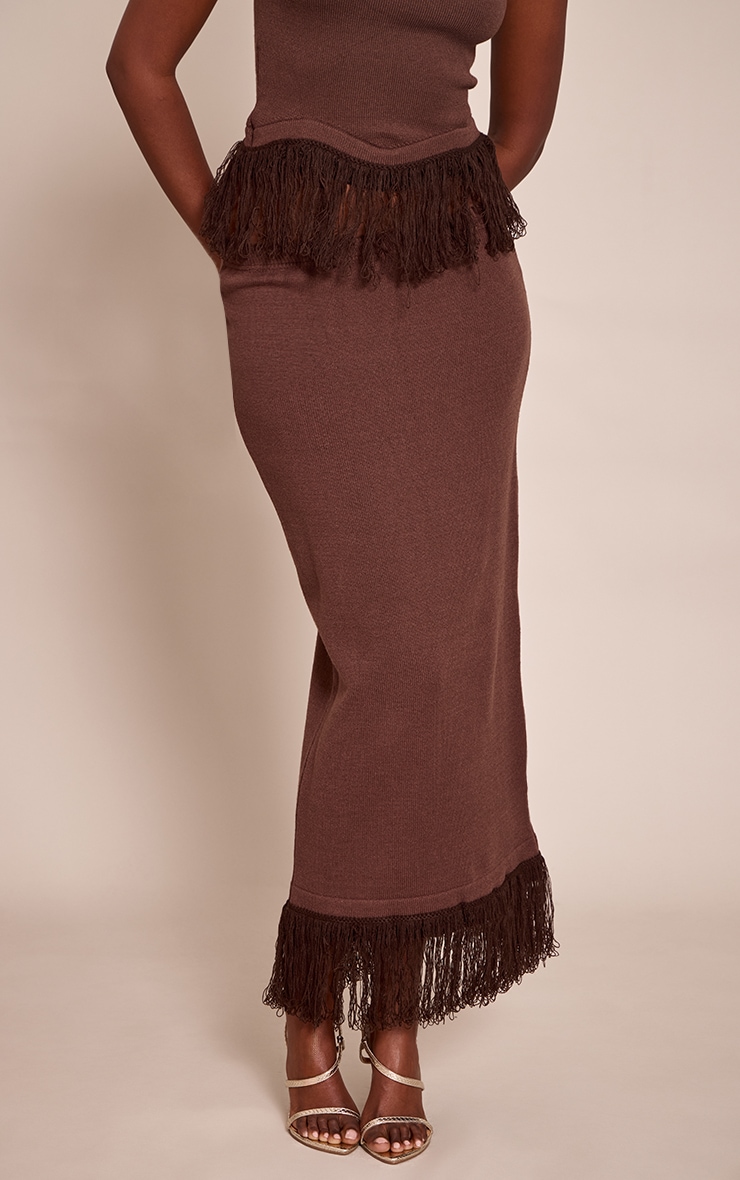 Chocolate Maxi Loop Knit Maxi Skirt image 2