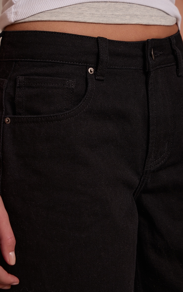 Washed Black Low Rise Barrel Jeans image 4
