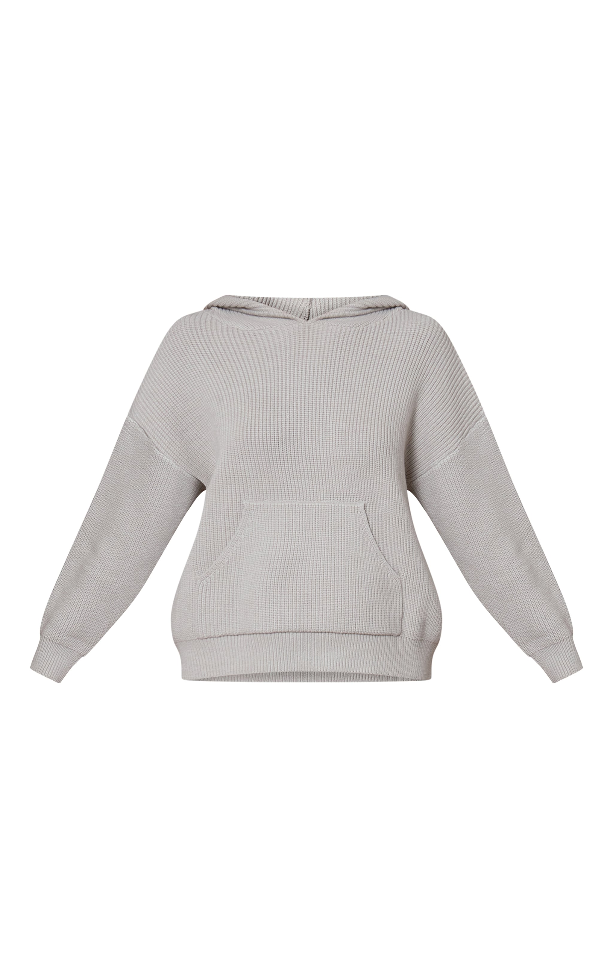 Grey Knitted Slouchy Hoodie image 5