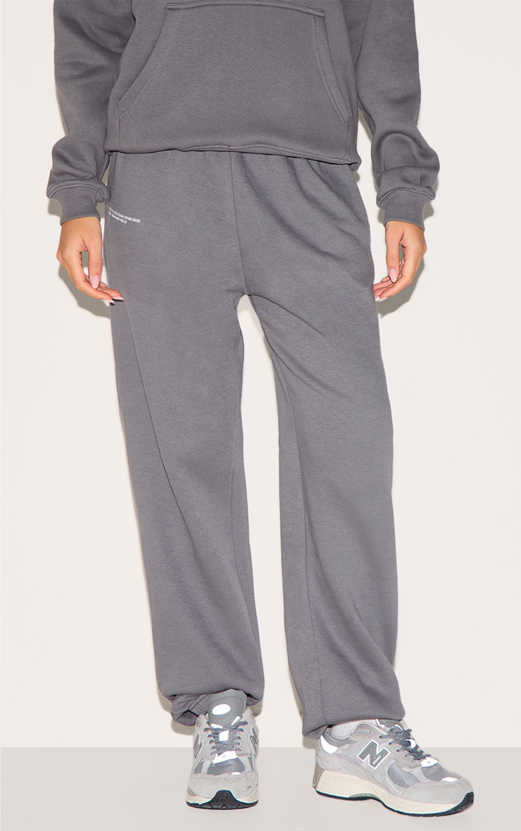 PRETTYLITTLETHING Logo Charcoal Grey Est 2012 Cuffed Sweatpants image 2