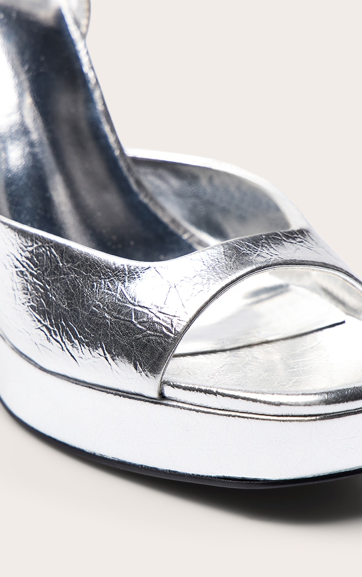 Silver Crinkle Platform Heel image 5
