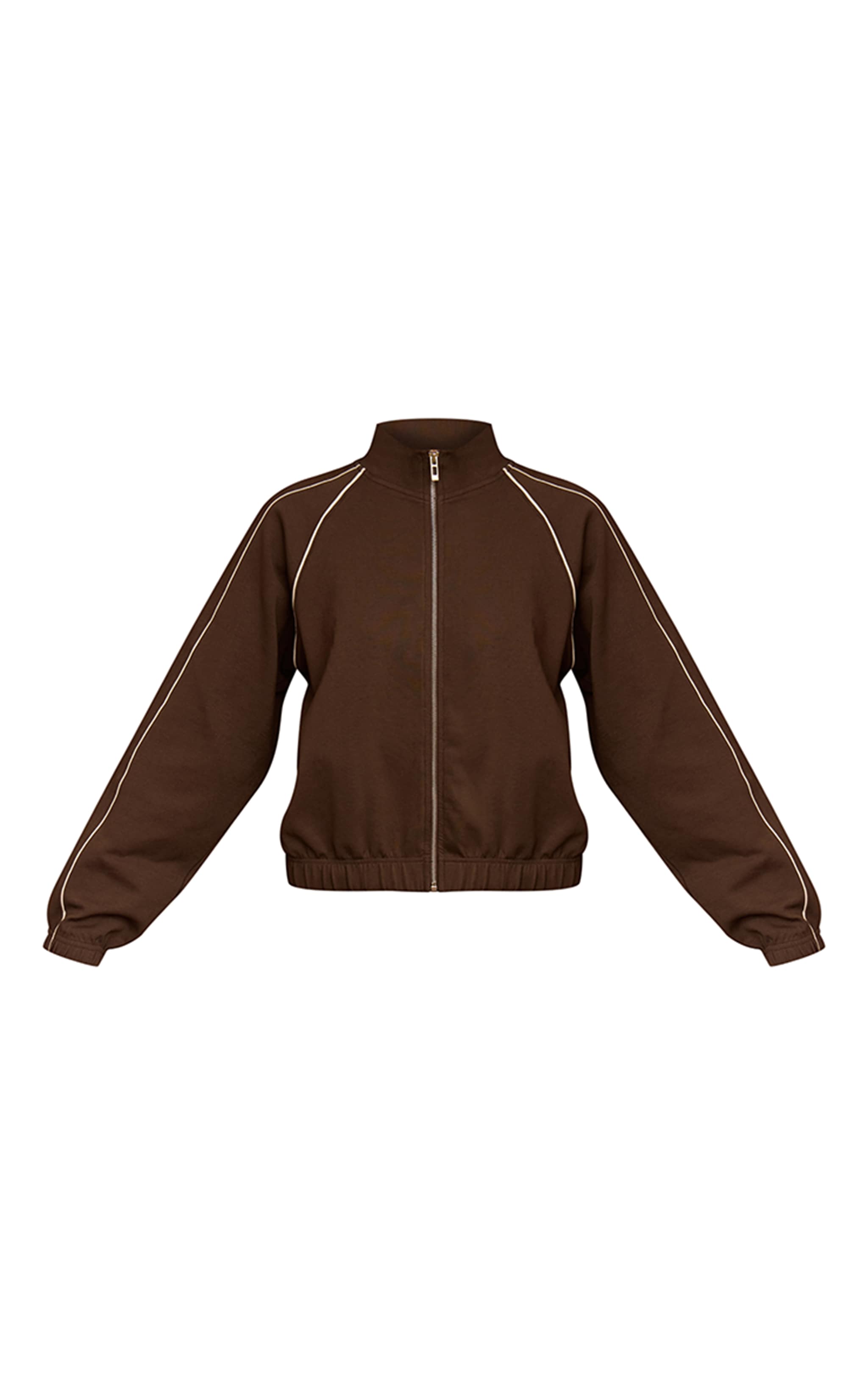 Chocolate Interlock Contrast Piping Bomber Sweatshirt image 6