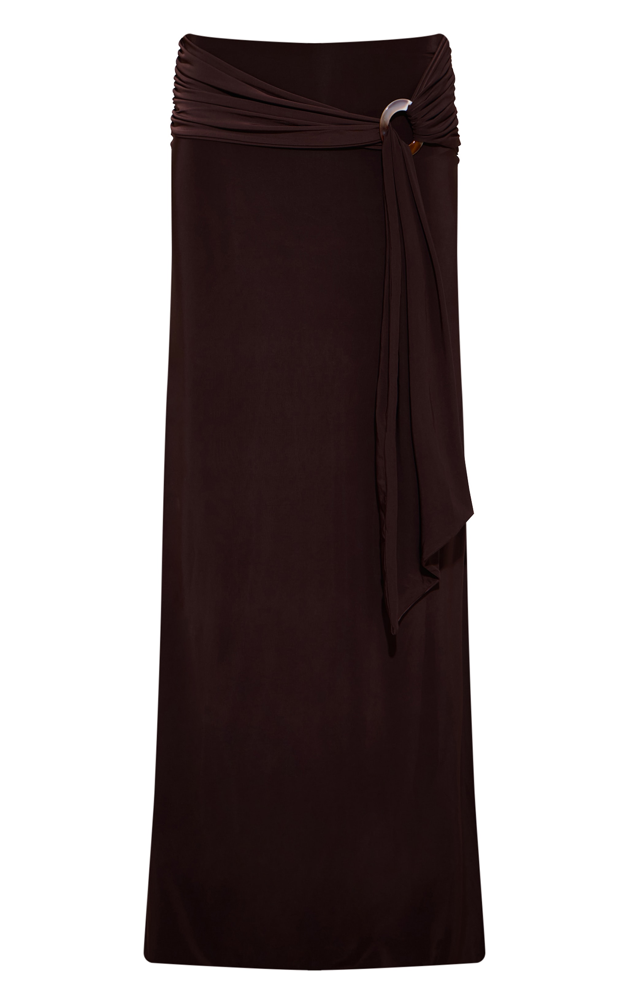 Chocolate Slinky Trim Detail Maxi Skirt image 5