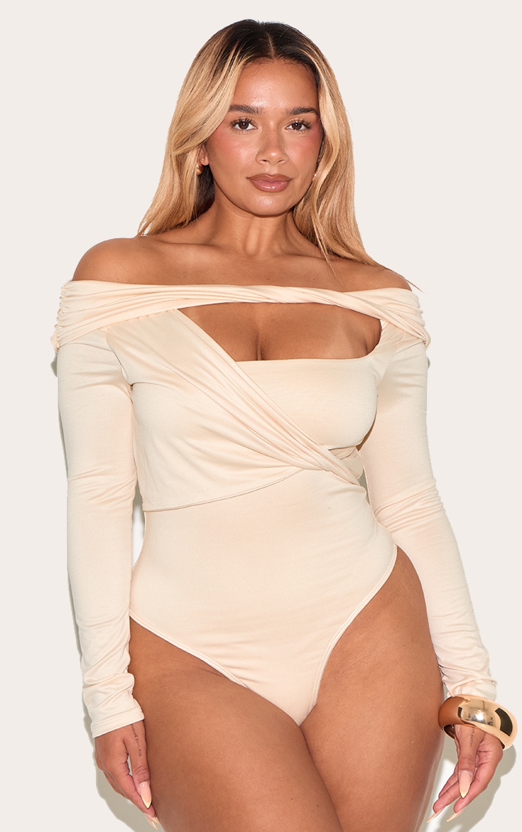 Shape Butter Cream Super Soft Bardot Twist Cut Out Bodysuit image 2