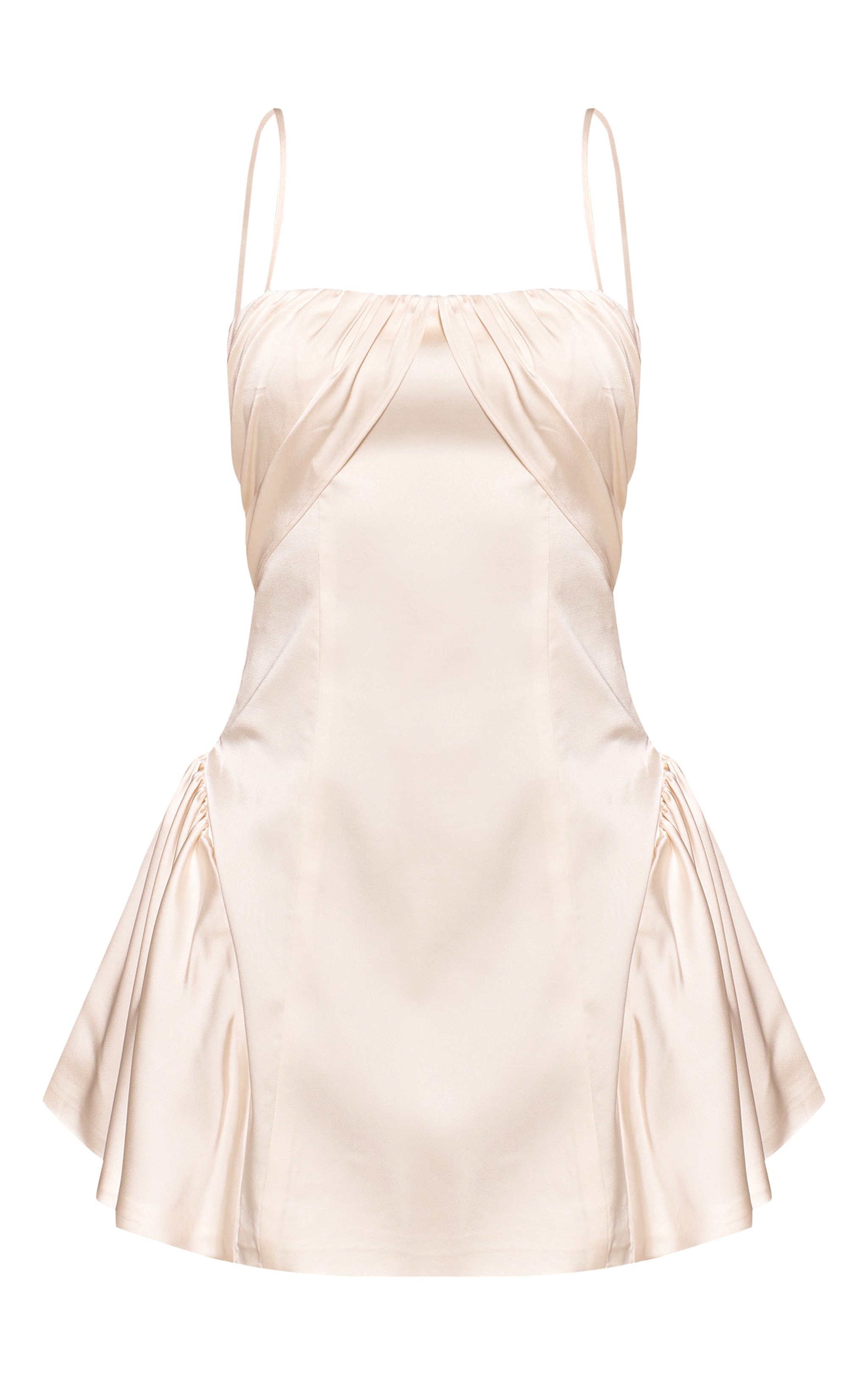 Cream Satin Shift Mini Dress image 5