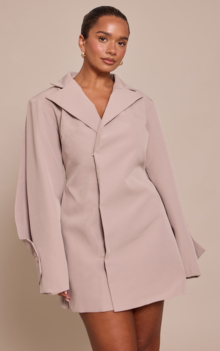 Shape Chocolate Tailored Pleated Sleeve Adjustable Waist Blazer Dress image 1