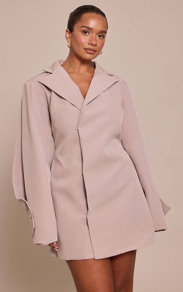 Shape Chocolate Tailored Pleated Sleeve Adjustable Waist Blazer Dress