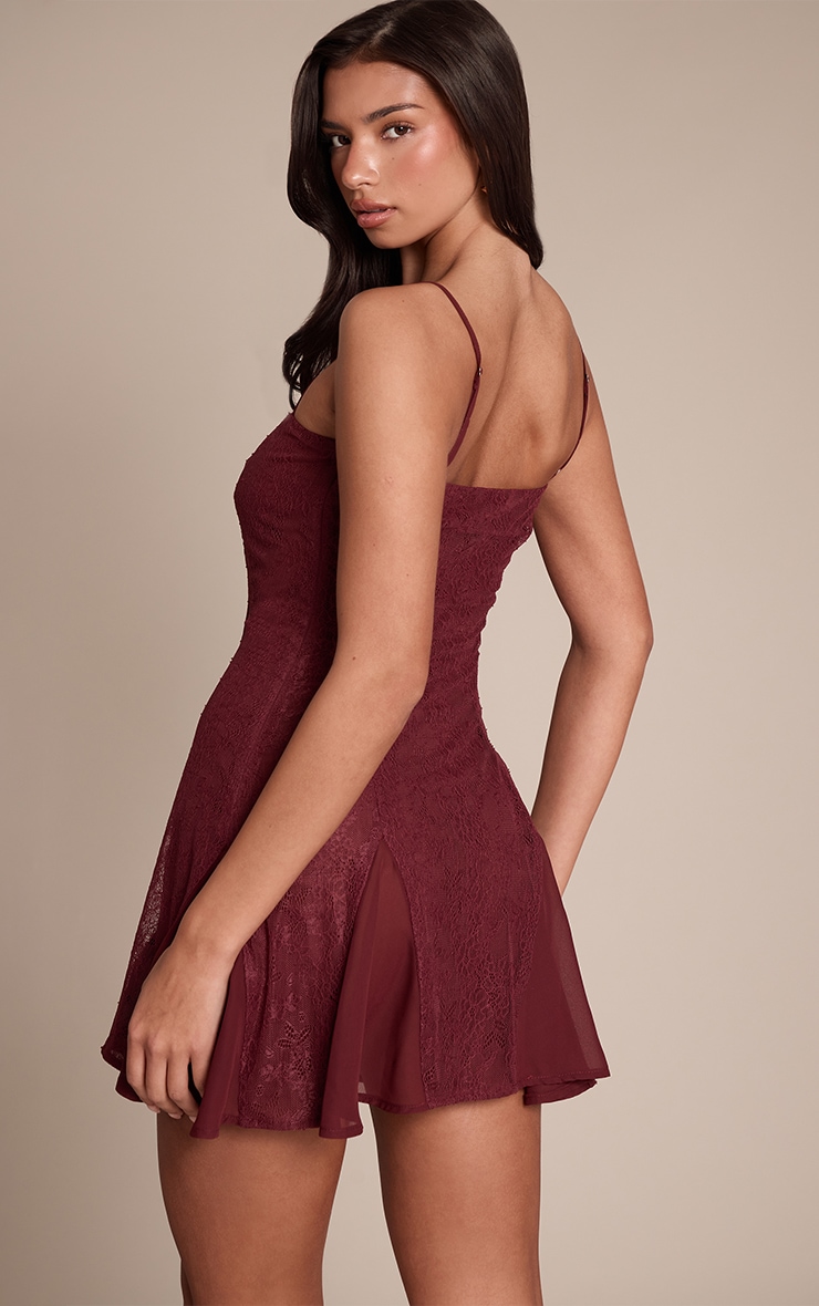 Plum Lace Square Neck Mini Shift Dress image 2