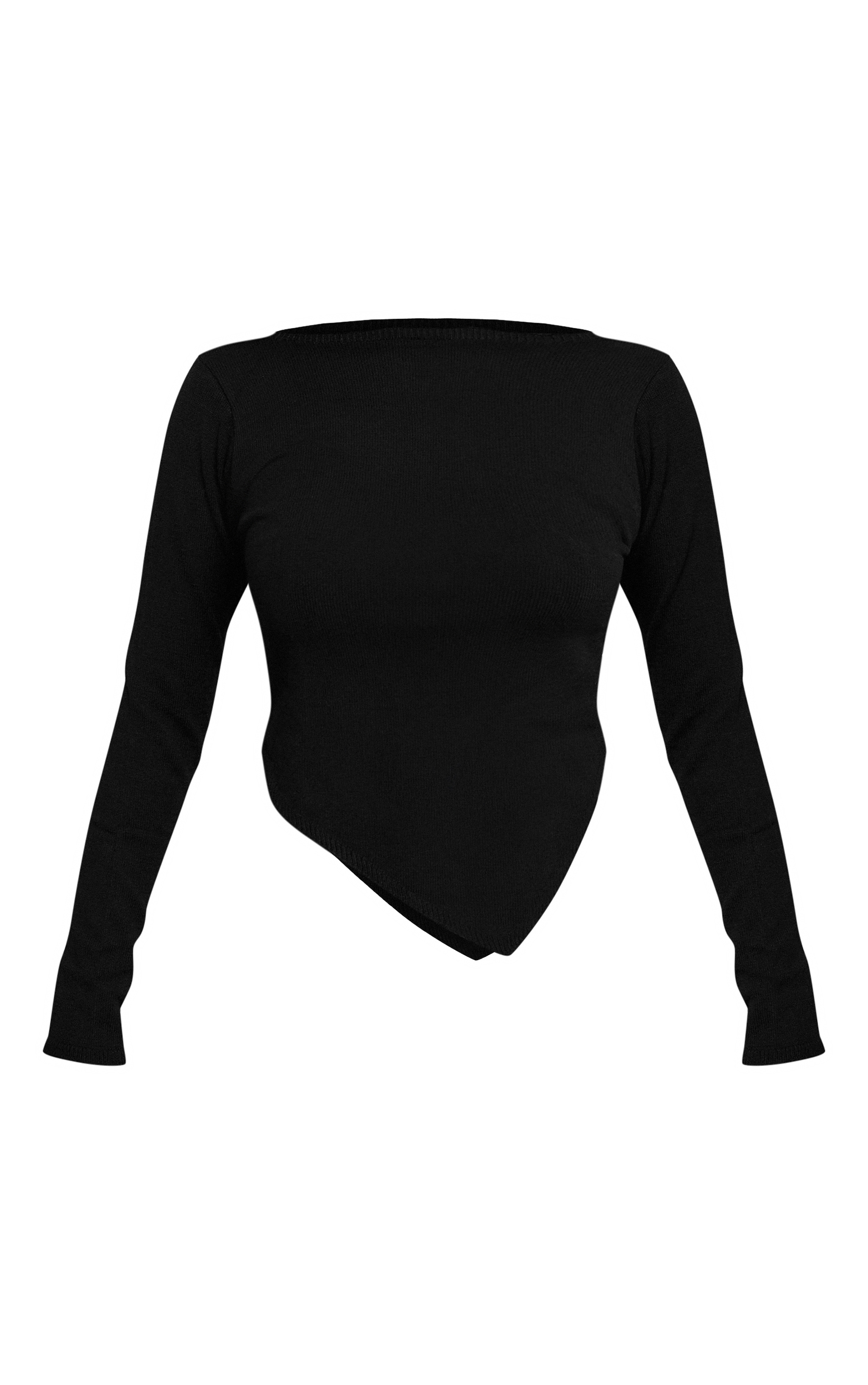 Shape Black Knit Asym Long Sleeve Top image 5