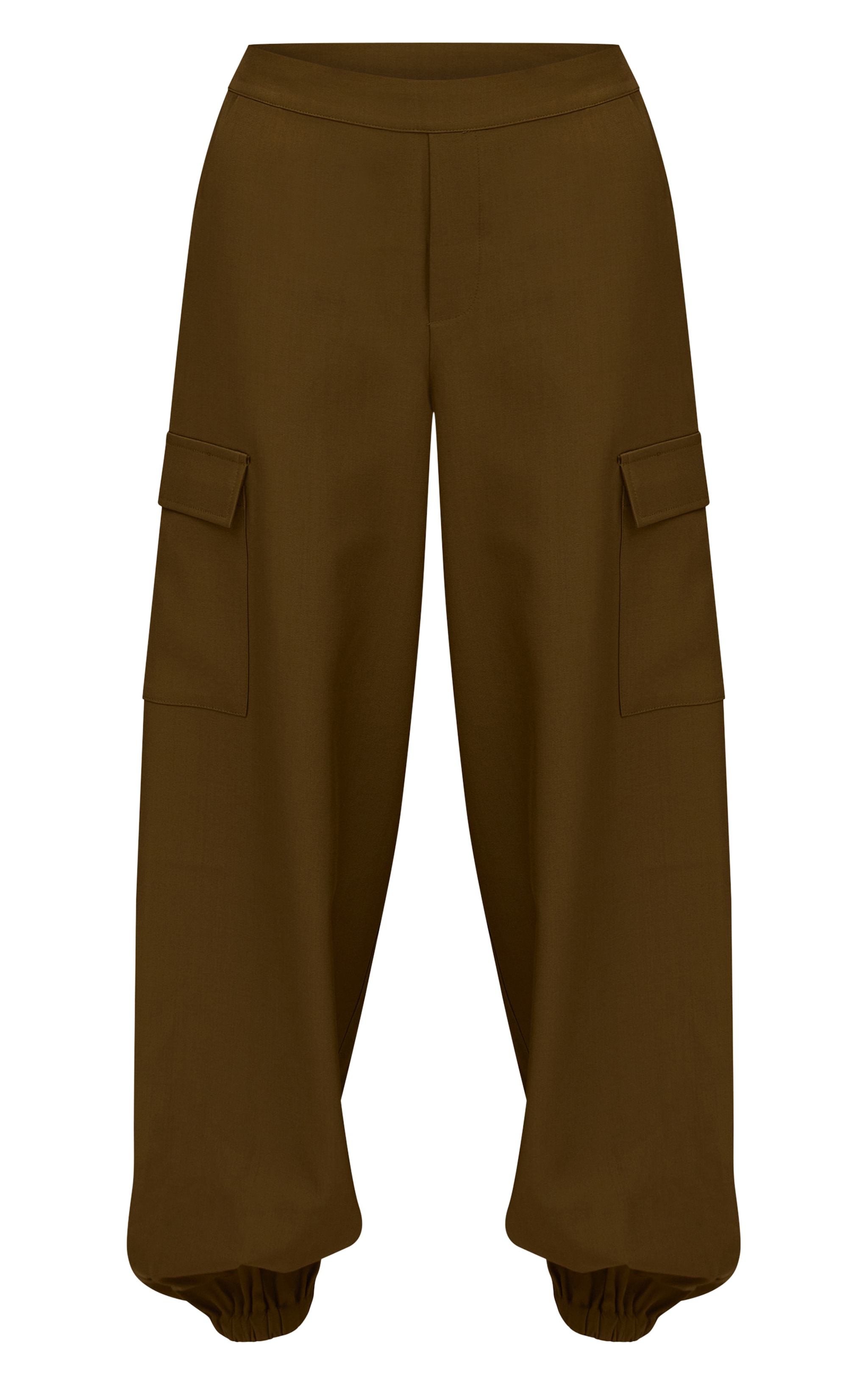 Pantalon cargo tissé kaki à ourlets élastiques image 5