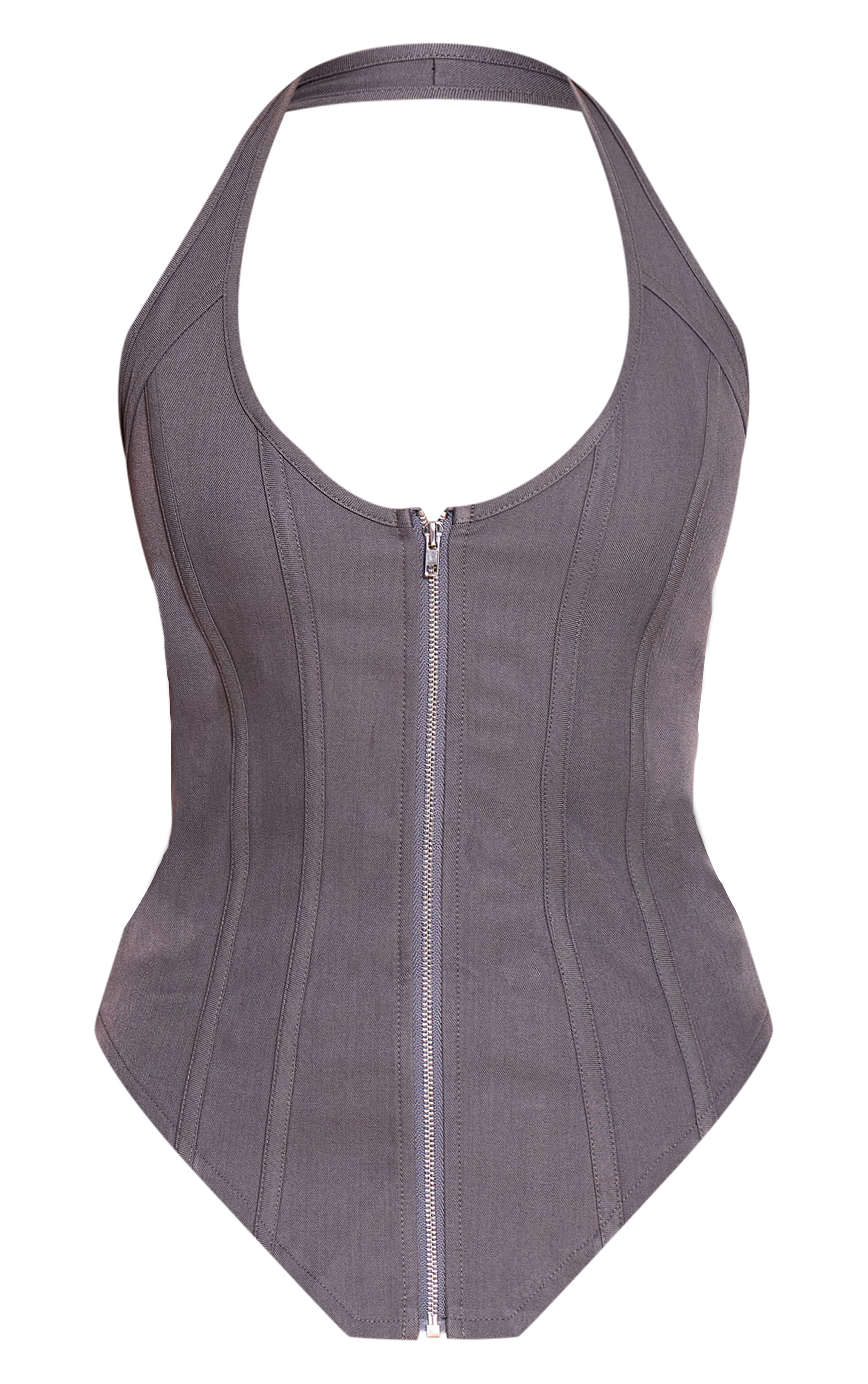 Charcoal Boned Dip Hem Corset image 5