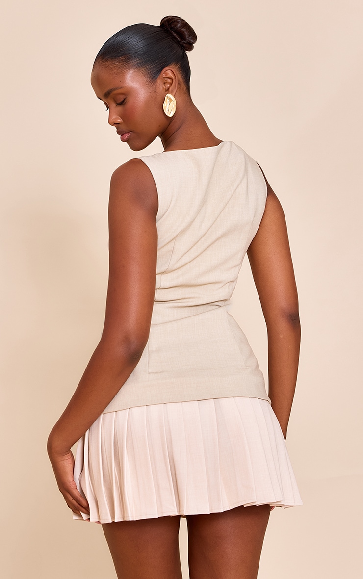 PLT Label Natural Contrast Tailored Pleated Bust Bodycon Dress image 2