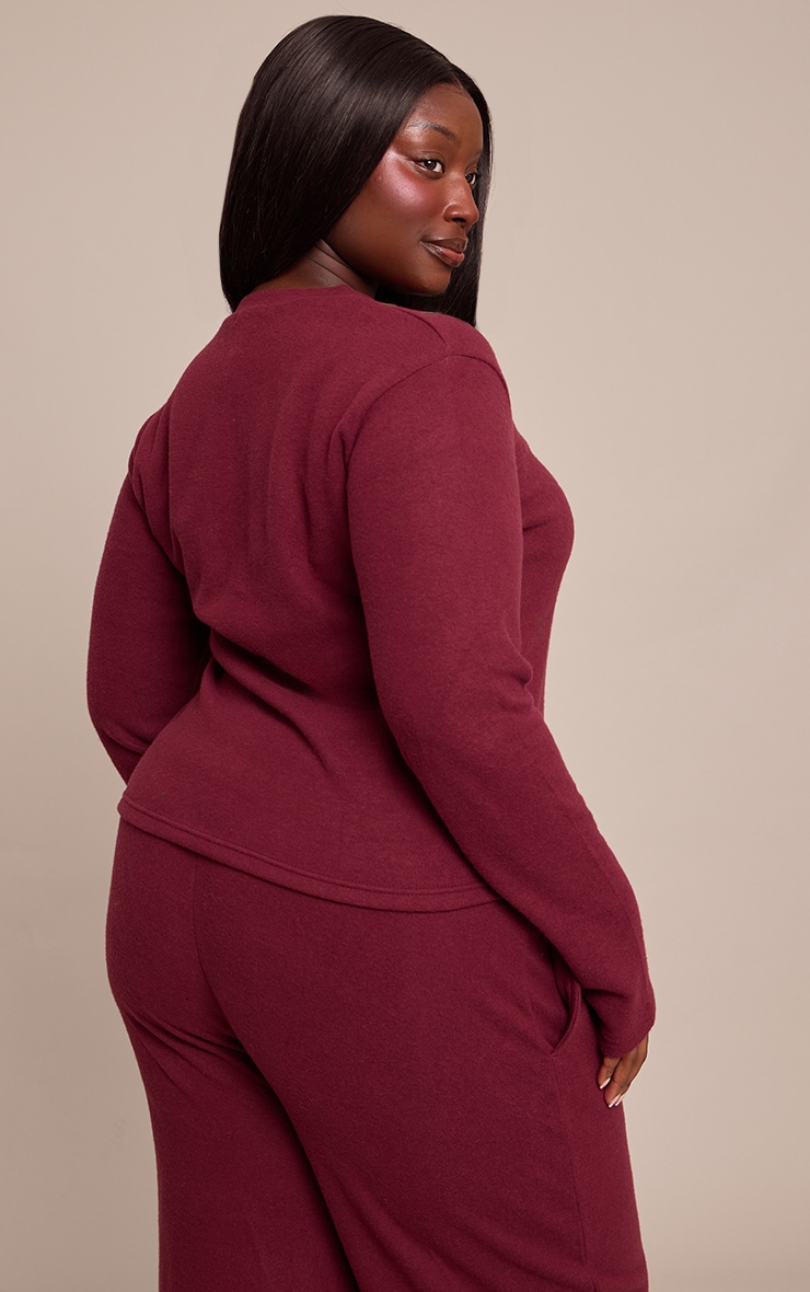 Plus Burgundy Soft Touch Button Down Top image 2