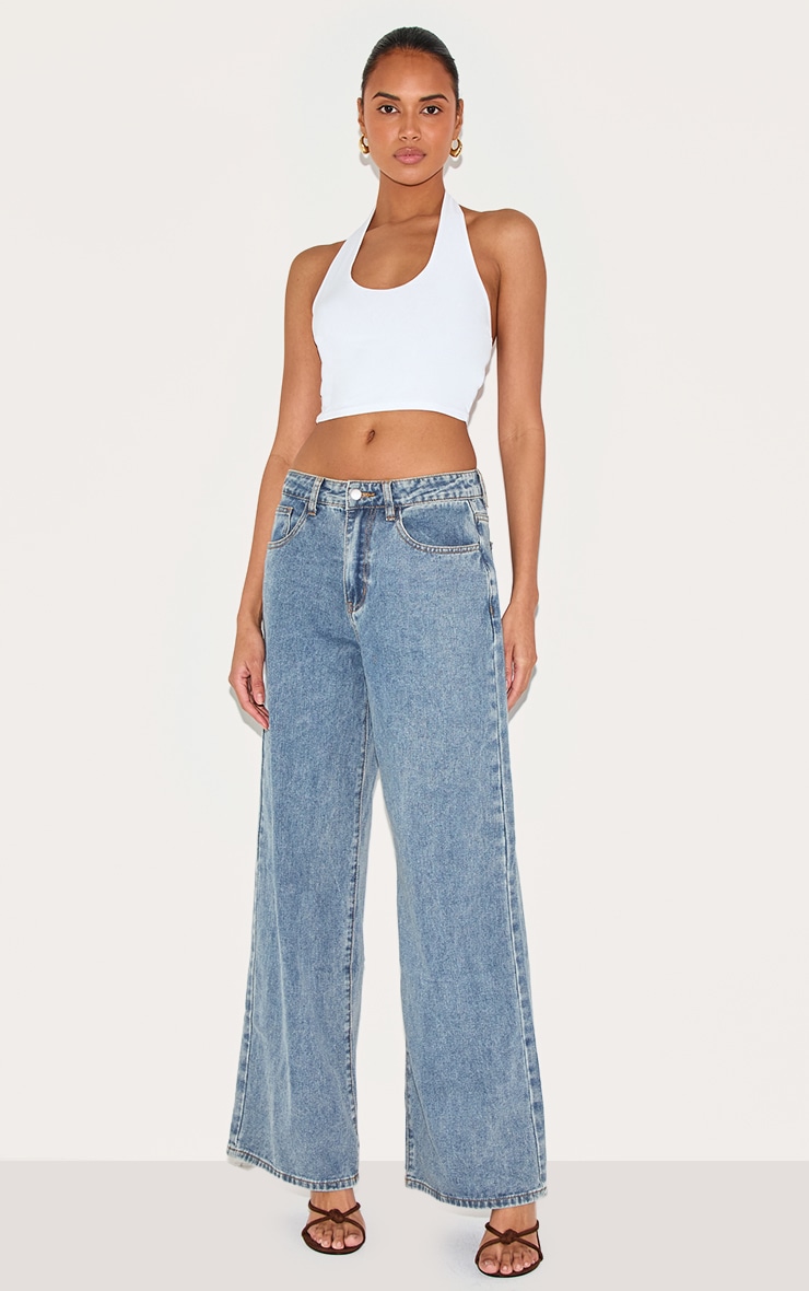 Basic White Slinky Scoop Neck Halter Top image 3