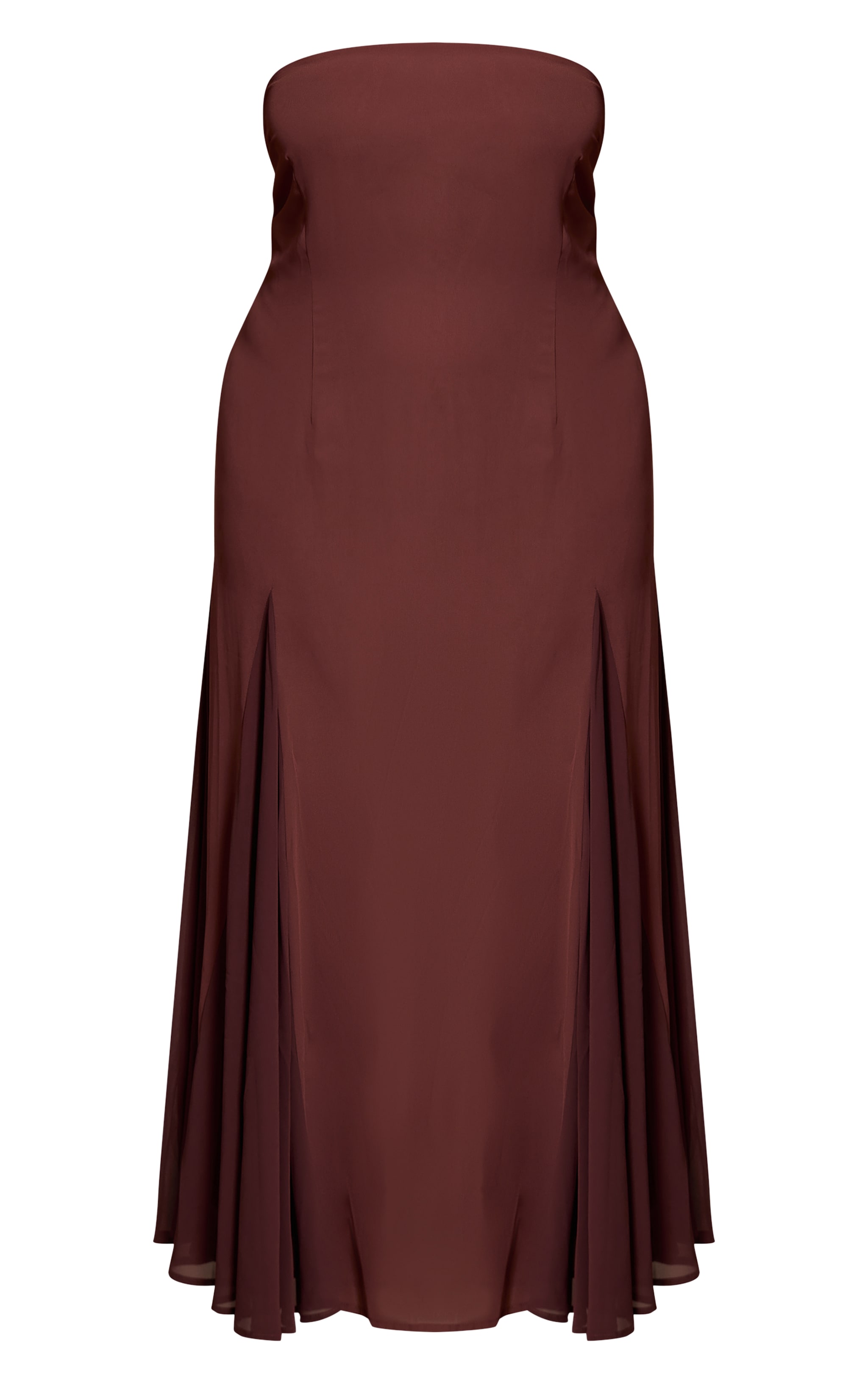 Plus Chocolate Bandeau Godet Midaxi Dress image 5