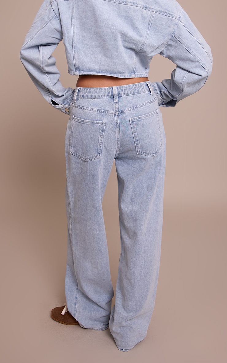 Jean droit bleu clair à taille haute image 3