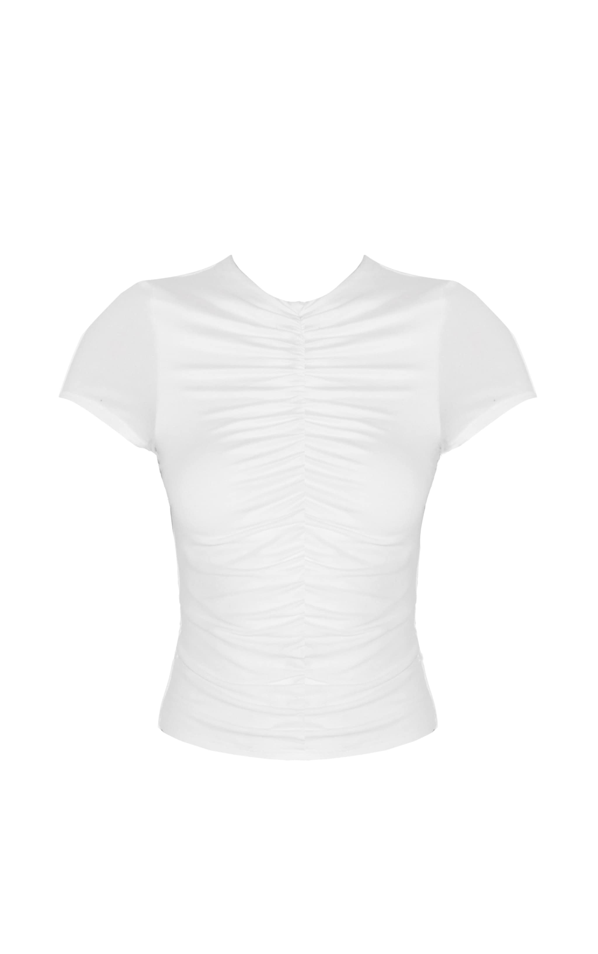 White Contour Jersey Ruched Fitted T-shirt | Tops