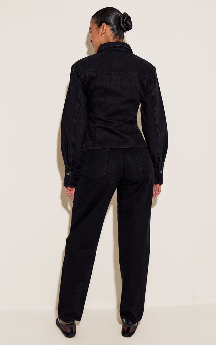 PRETTYLITTLETHING Washed Black High Waist Mom Jean image 3