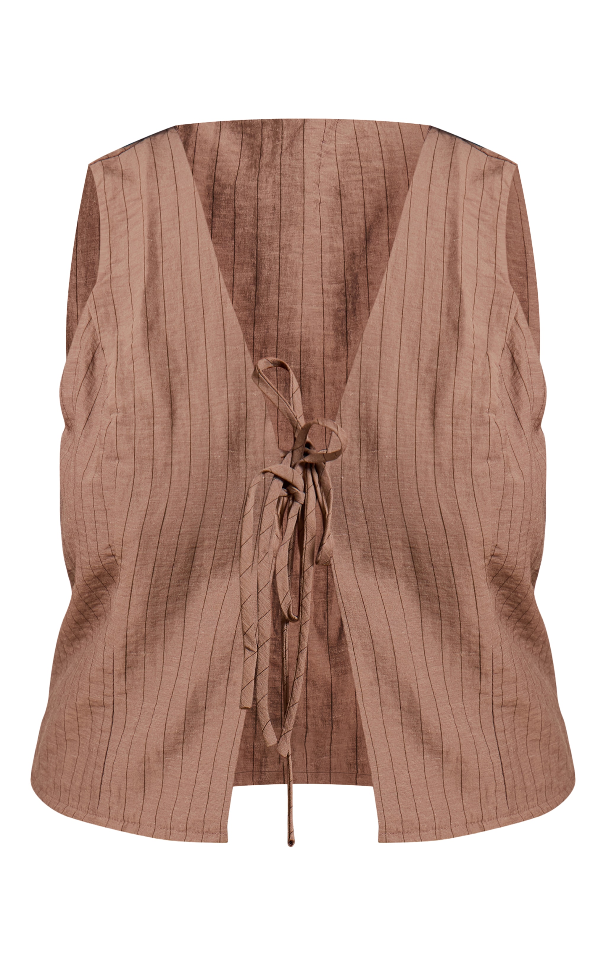 Plus Brown Pinstriped Tie Front Top image 5