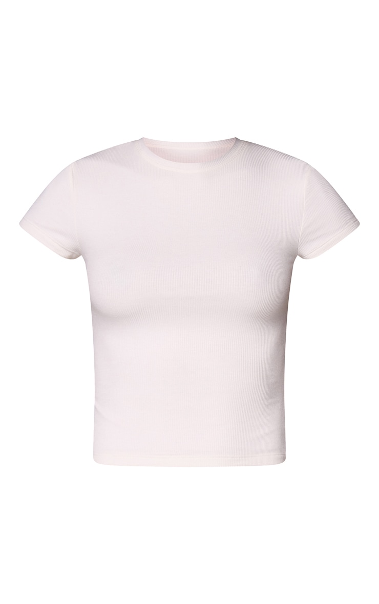 White Soft Rib Short Sleeve Top image 5