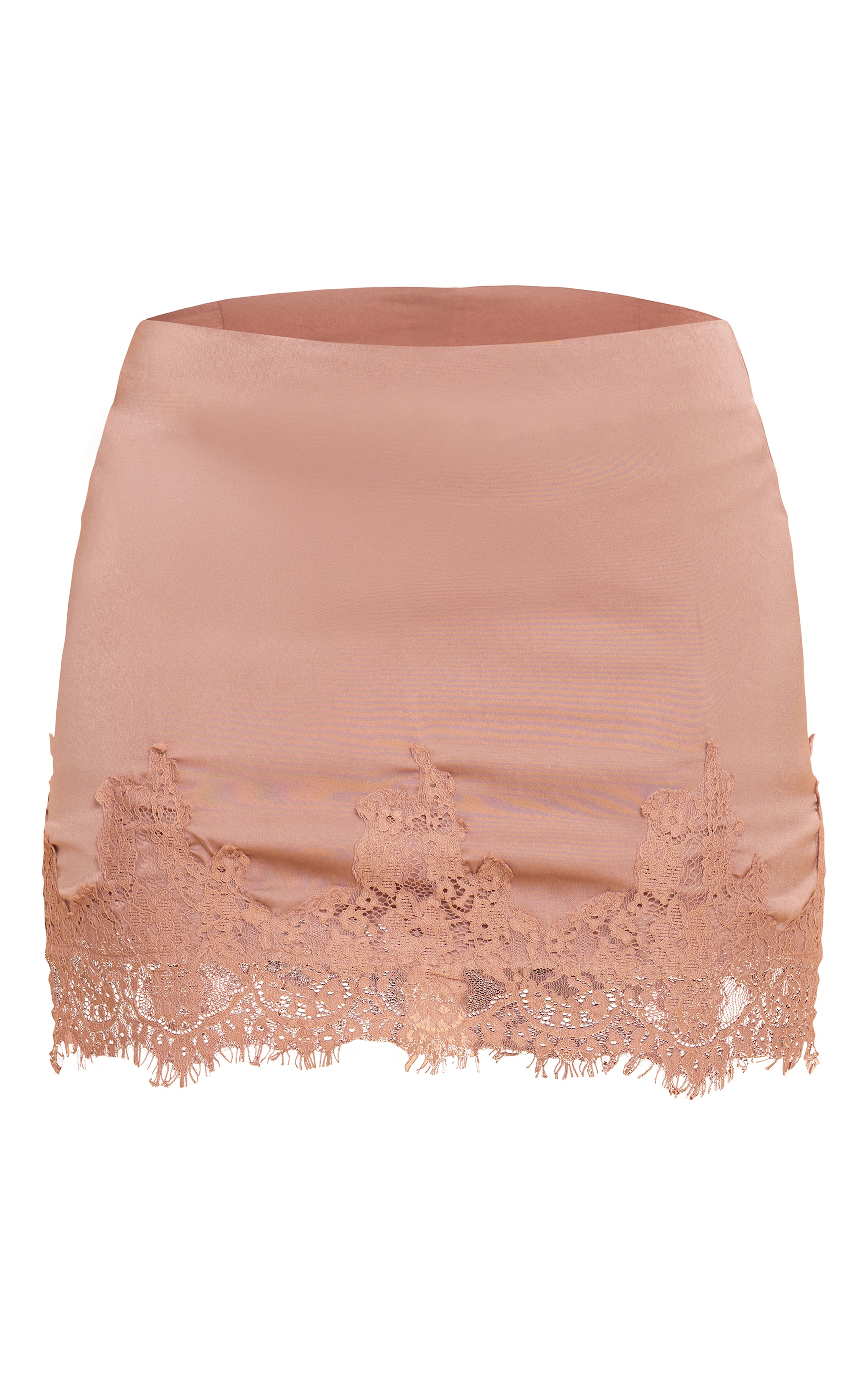 Mushroom Satin Lace Trim Mini Skirt image 6
