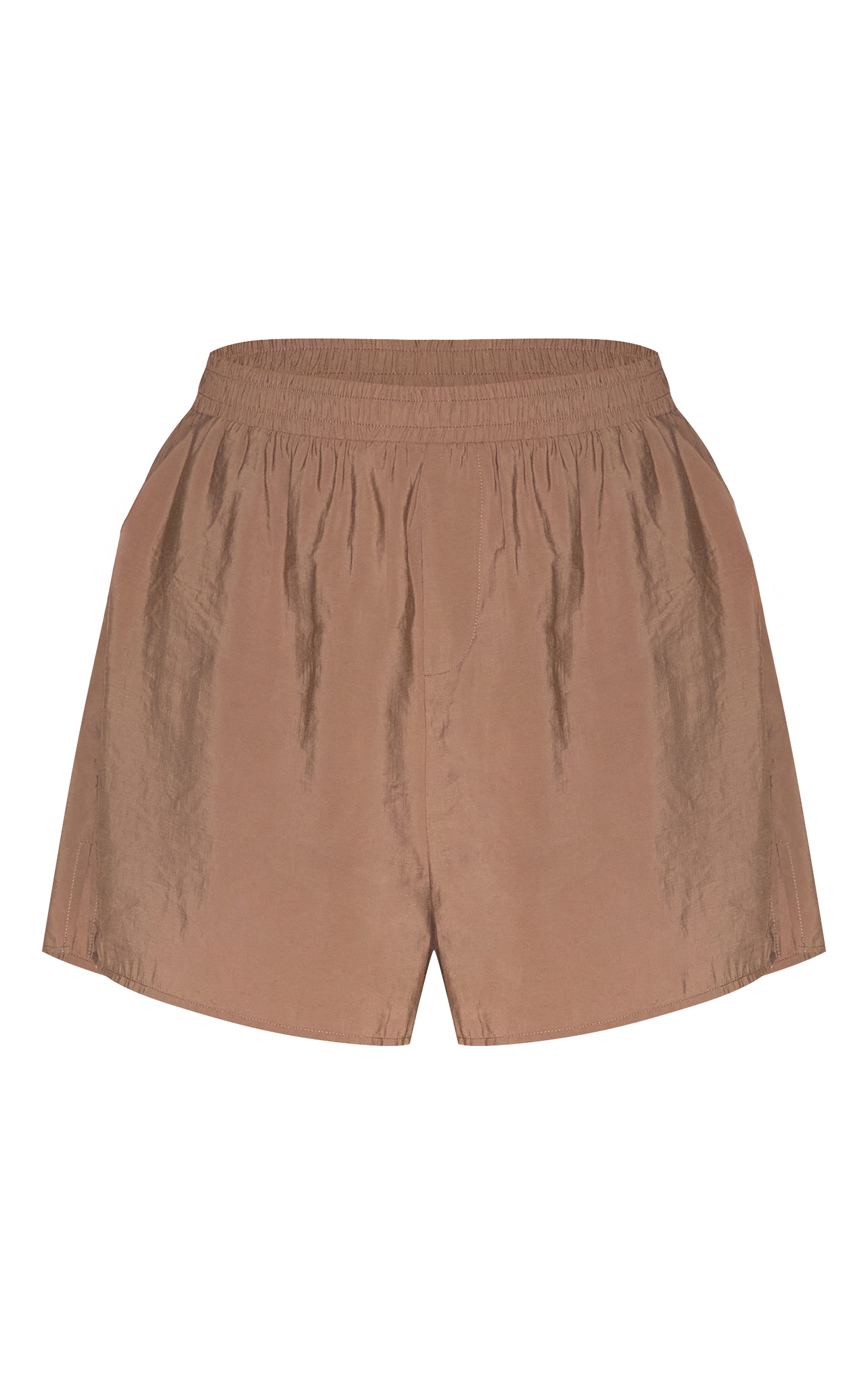 Plus Brown Peached Woven Elasticated Waist Shorts image 6