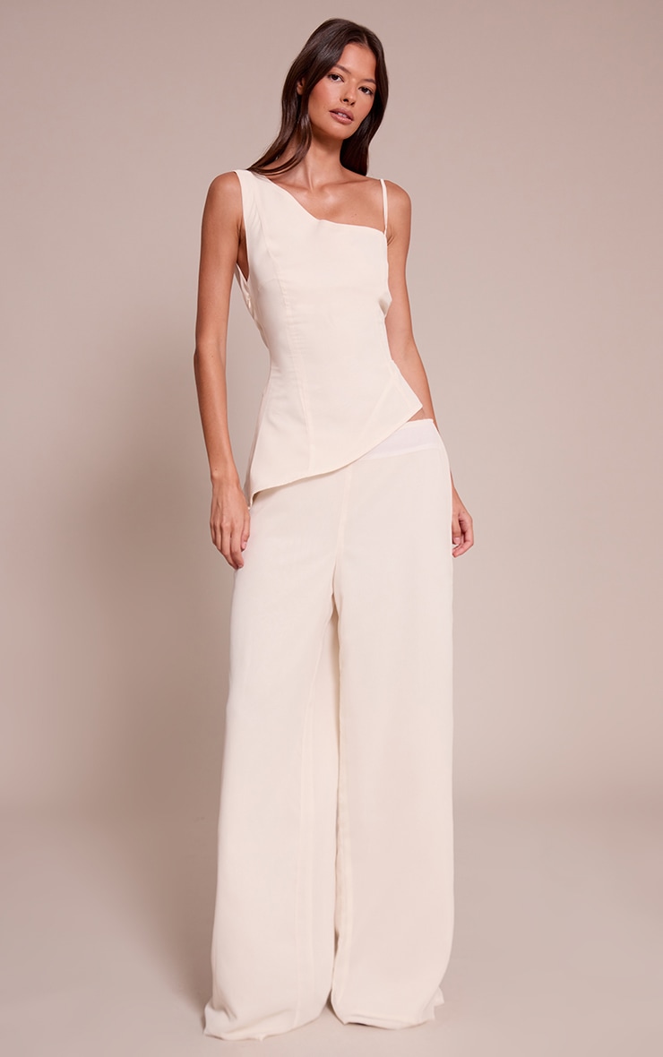 Cream Chiffon Straight Leg Pant image 1