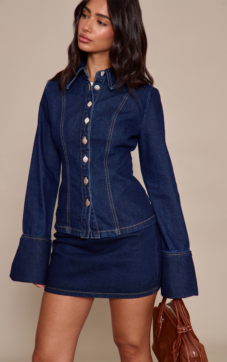 Petite Mini-jupe en jean indigo image 4