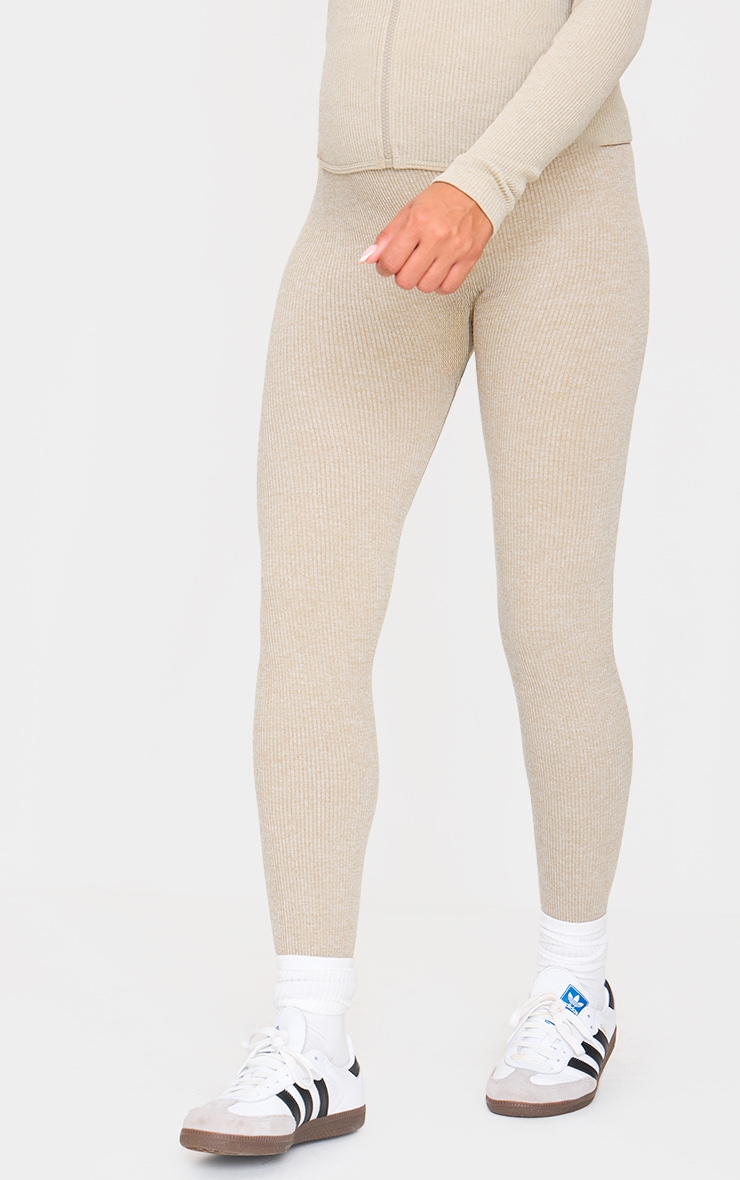 Maternity Moss Sand Ribbed Leggings image 2