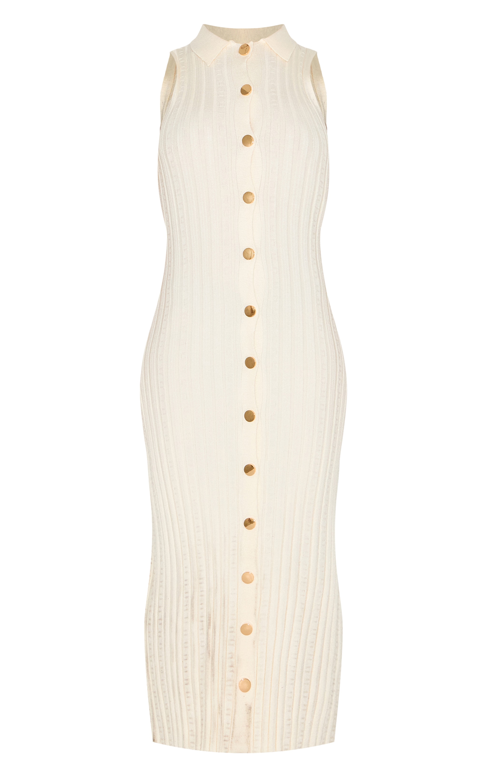 Petite Cream Knitted Button Down Maxi Dress image 5