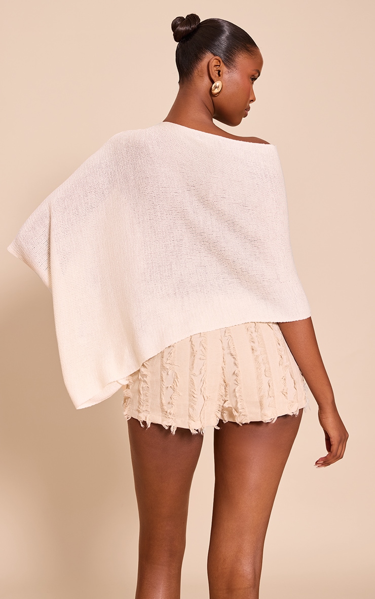 Cream Fine Knit Poncho Style Top  image 2