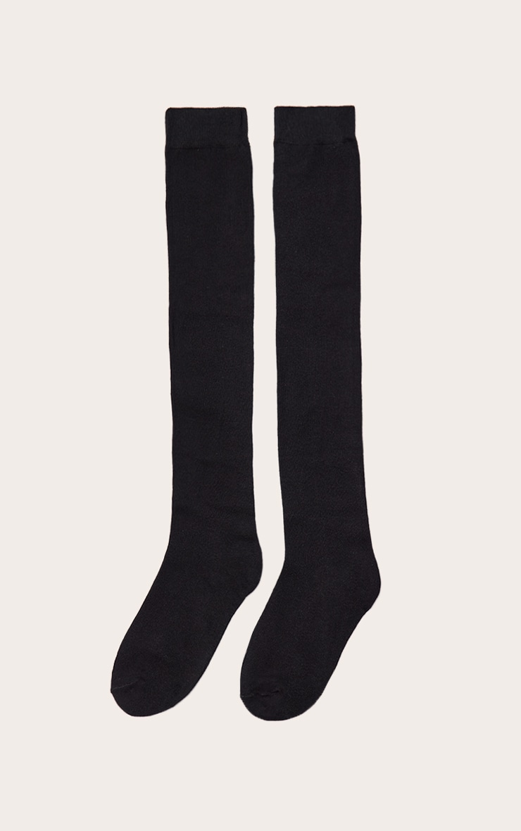 Black Cotton Knee High Socks image 2