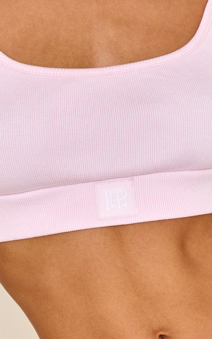 PrettyLittleThing Pink Sleep Rib Tonal Elastic Bralet image 4