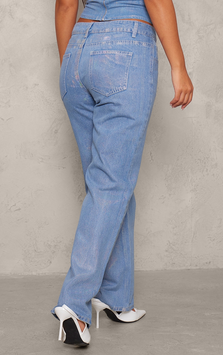 Petite Blue Iridescent Metallic Denim Jeans image 3