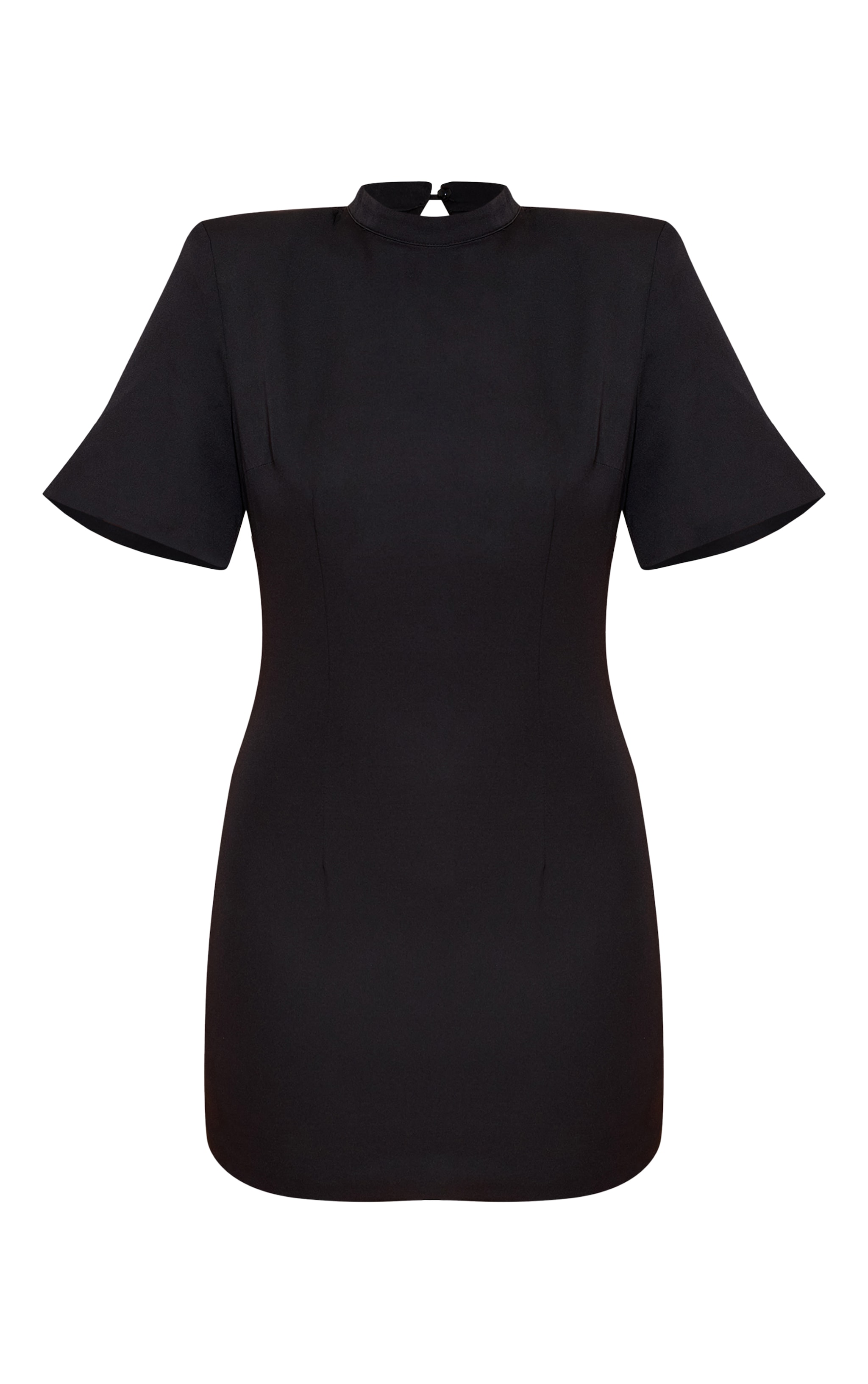 Mini robe cintrée tissée noire à dos ouvert image 5