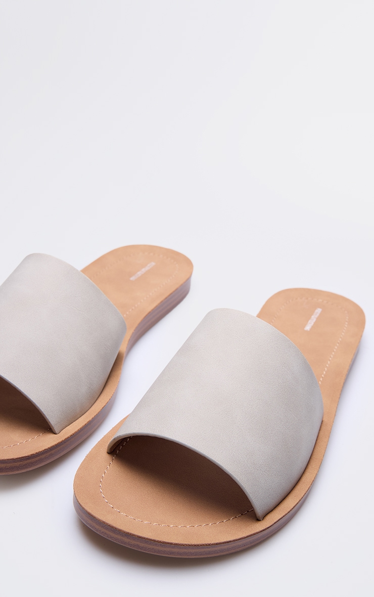 Stone Pu Round Toe Basic Mule Flat Sandals image 4