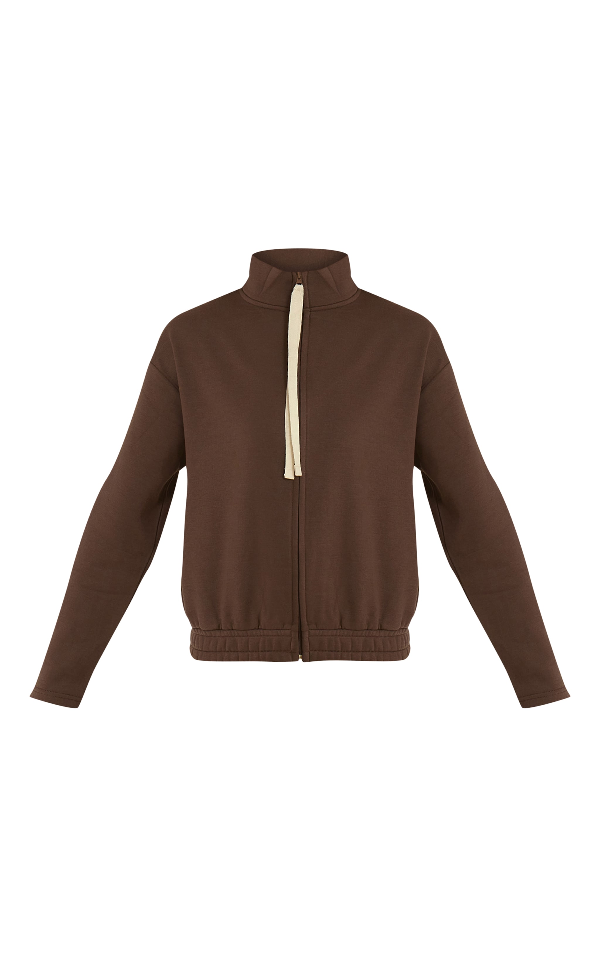 Chocolate Contrast Drawcord Funnel Neck Sweatshirt image 5