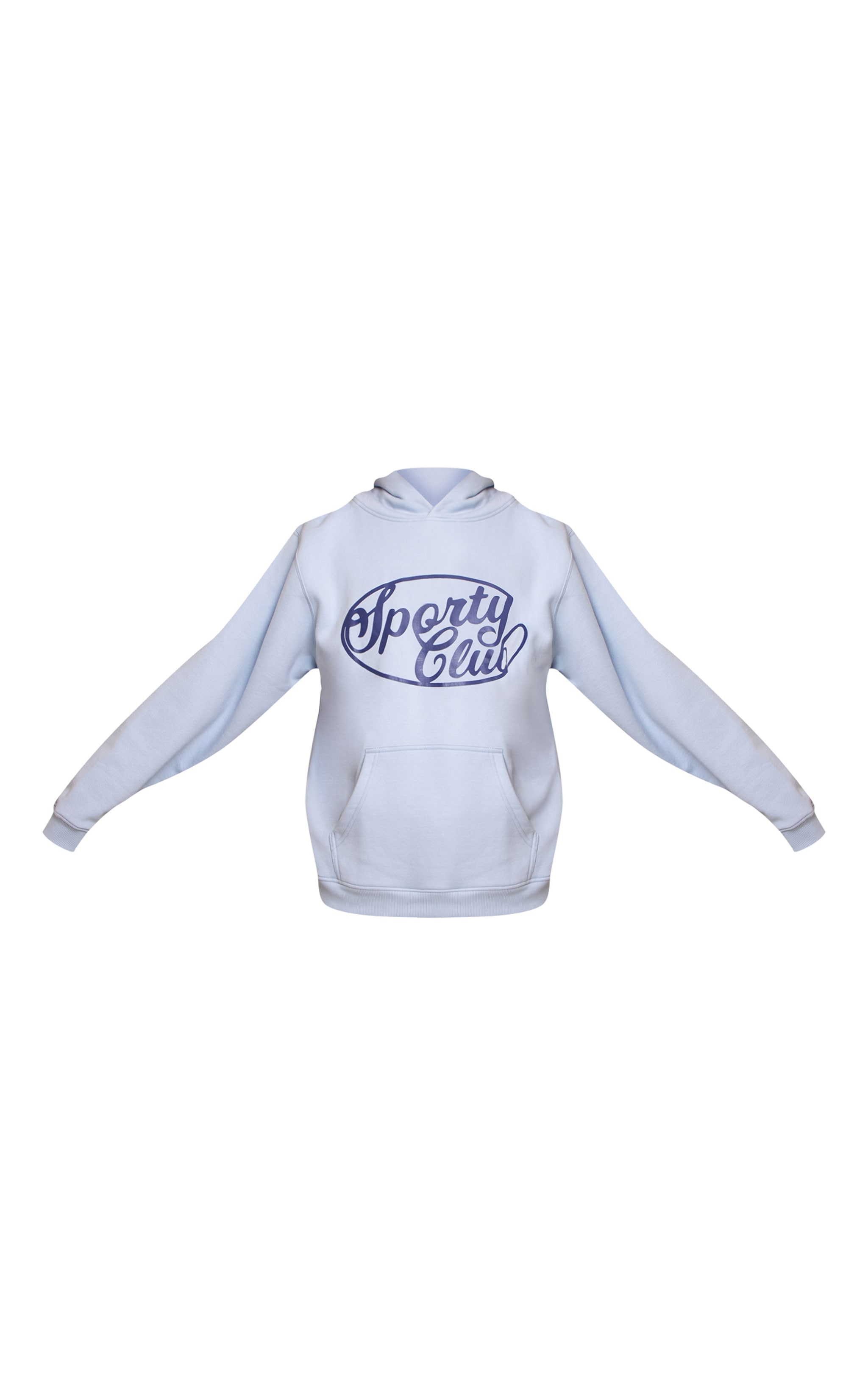 Light Blue Sports Club Cotton Fleece Oversized Pull Over Hoodie image 5