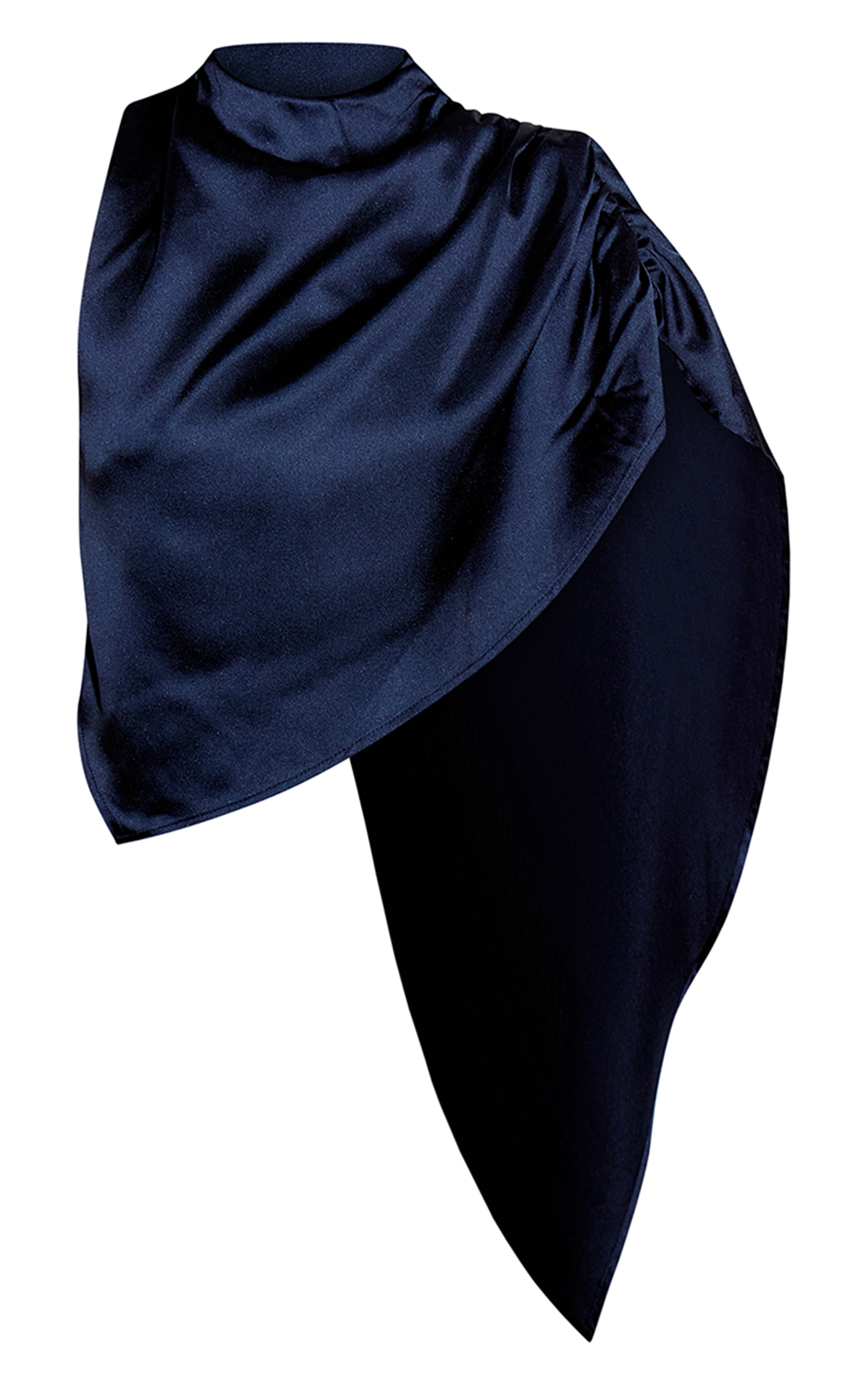 Navy Satin Drape Top image 5