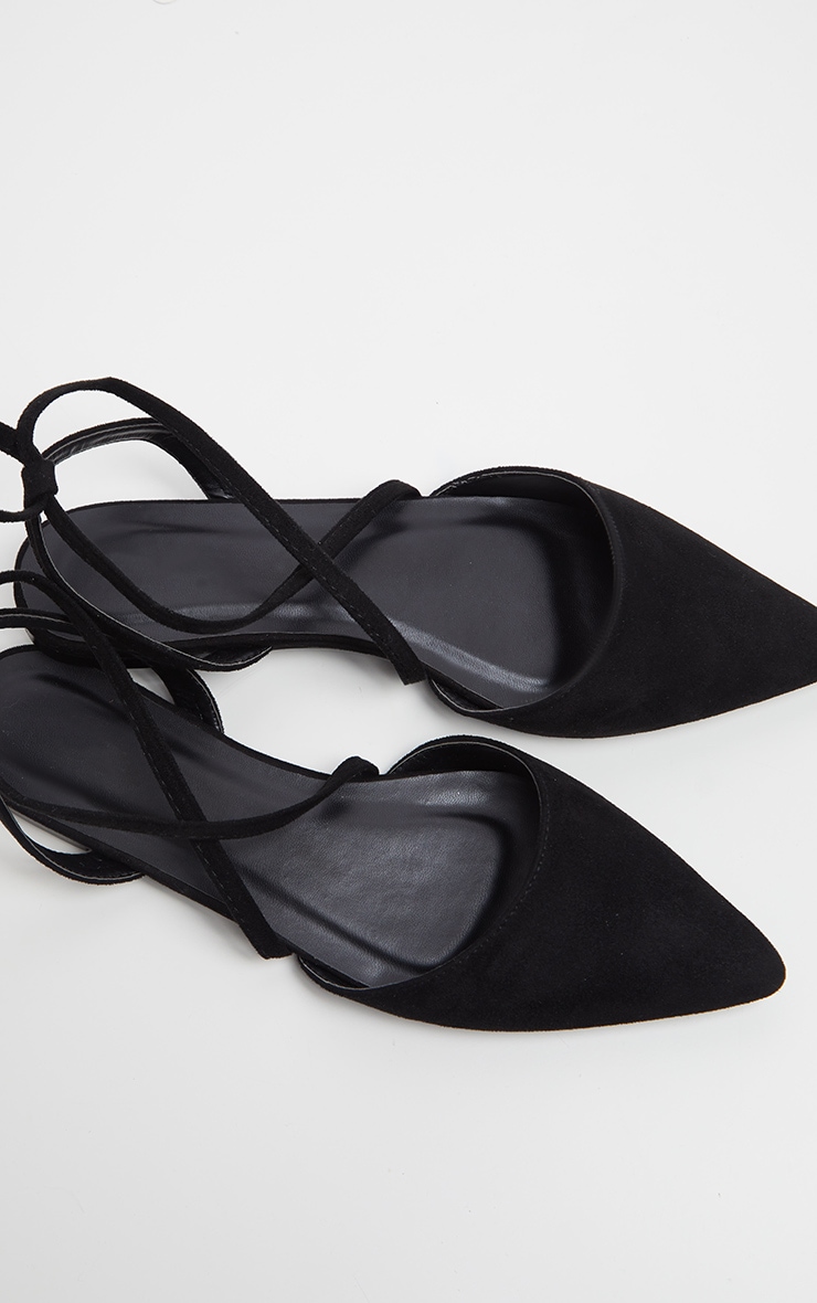 black ankle tie flat sandals