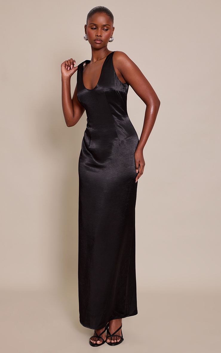 Black Low Back Sleeveless Maxi Dress image 3